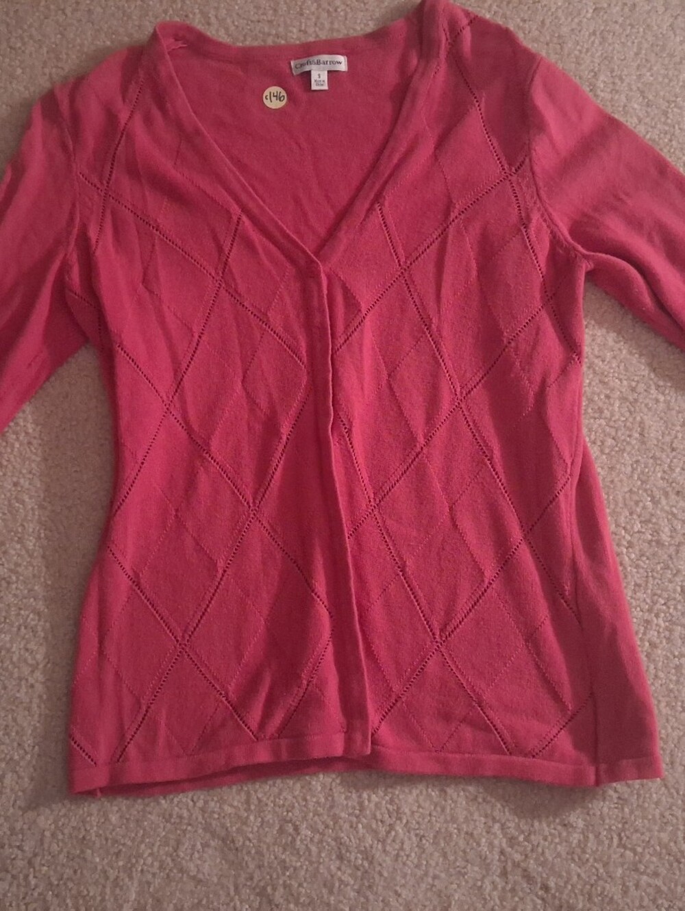 croft & barrow Coral Pink Diamond-Point V-Neck Sweater